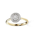 9ct Yellow Gold Total Diamond Weight 0.25ct Halo Cluster Ring with Polished Shoulders