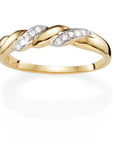 9ct Yellow Gold Pav3-Set Rope Twist Diamond Ring