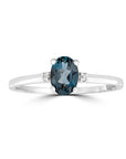 9ct White Gold London Blue Topaz & Diamond Ring