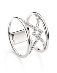 Sterling Silver Wide Cubic Zirconia Ring