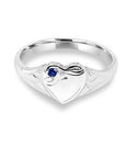 Sterling Silver Blue Stone Heart Signet Ring