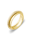 Sterling silver gold plated hammered band ring with Cubic Zirconia spinner