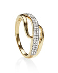 9ct Yellow Gold Total Diamond Weight 0.15ct Double Row Pave Set Wraparound Ring