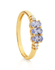 9ct Yellow Gold Tanzanite & Diamond Oval Ring