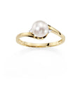 9ct Gold Freshwater Pearl and Diamond Swirl Ring