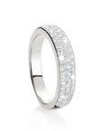 Rhodium Plated Stainless Steel 3-Row Pav3 Set Cubic Zirconia Ring