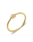 14ct Gold Plated Sterling Silver Fine Band Ring with Cubic Zirconia Flower