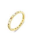 14ct Gold Plated Sterling Silver 14k Gold Plated Ruby Pink Northern Star & White Cubic Zirconia Fine Band Ring