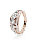 9ct Rose Gold Three-Row Bezel & Channel-Set Cubic Zirconia Ring
