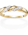 9ct Yellow Gold Pav3-Set Rope Twist Diamond Ring