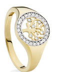 9ct Yellow Gold White Cubic Zirconia Tree of Life Ring