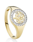 9ct Yellow Gold White Cubic Zirconia Tree of Life Ring