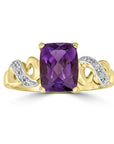 9ct Yellow Gold Amethyst & Diamond Ring