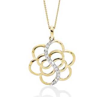 9ct Yellow/White Gold Cubic Zirconia Flower Pendant