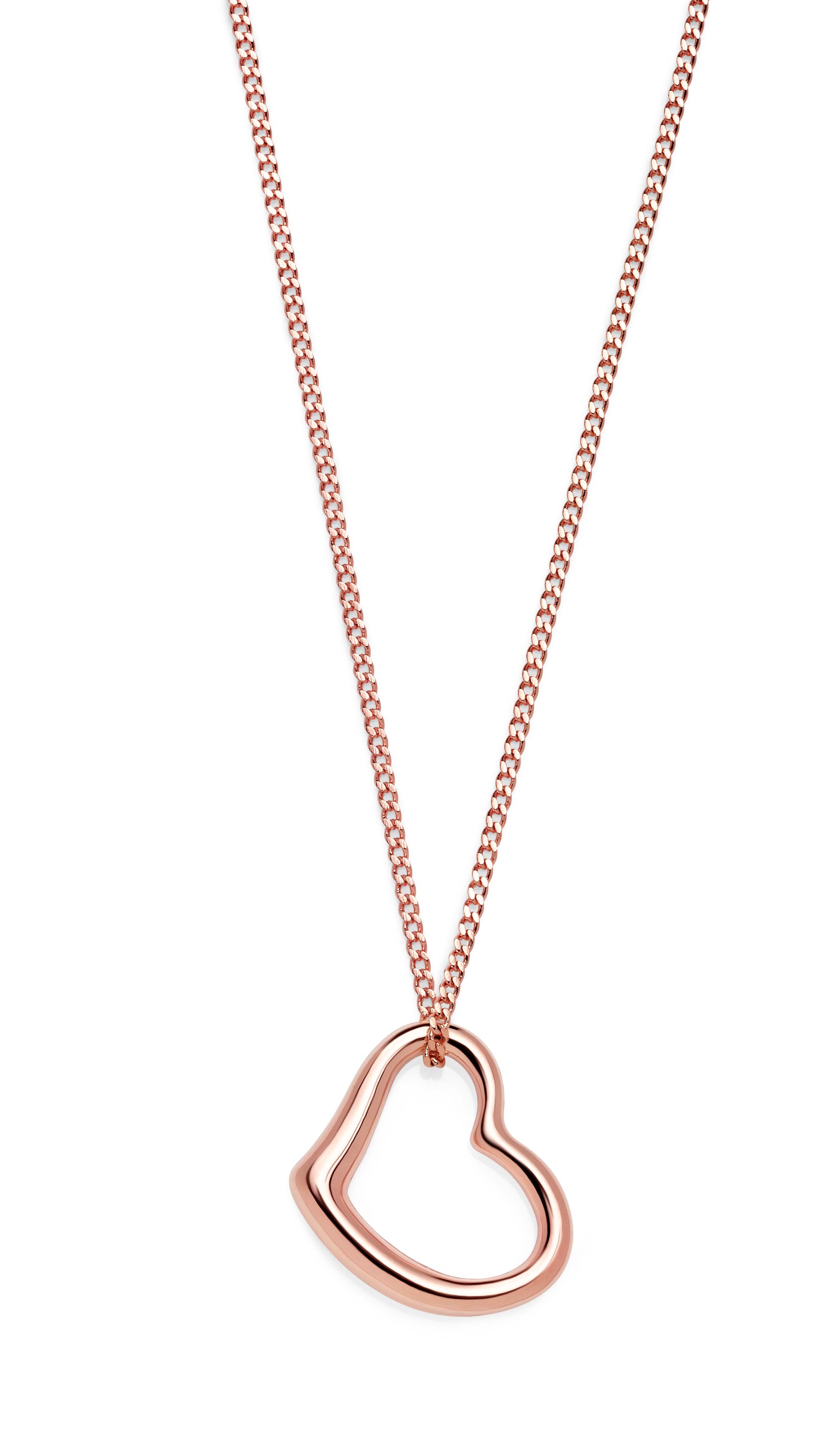 9ct Rose Gold Bonded Silver Open Heart Pendant