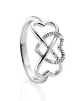 Sterling Silver Diamond Set Triple Heart Infinity Ring