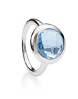 Sterling Silver Bezel Set Blue Topaz Round 11mm Ring