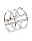 Sterling Silver Wide Cubic Zirconia T-Ring