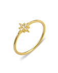 14ct Gold Plated Sterling Silver Fine Cubic Zirconia Northern Star Ring