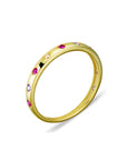 14ct Gold Plated Sterling Silver Multi-Colour Cubic Zirconia Detailed Ring