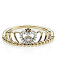 9ct Yellow Gold Total Diamond Weight 0.06ct Diamond Heart/Bead Crown Ring