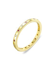 14ct Gold Plated Sterling Silver 14k Gold Plated Ruby Pink Northern Star & White Cubic Zirconia Fine Band Ring