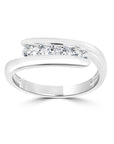 Stainless Steel Cubic Zirconia Crossover Ring